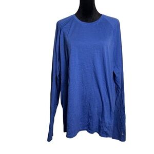 Smartwool Merino Wool 150 Base Layer Men's Stripe Blue Long Sleeve — Size Large